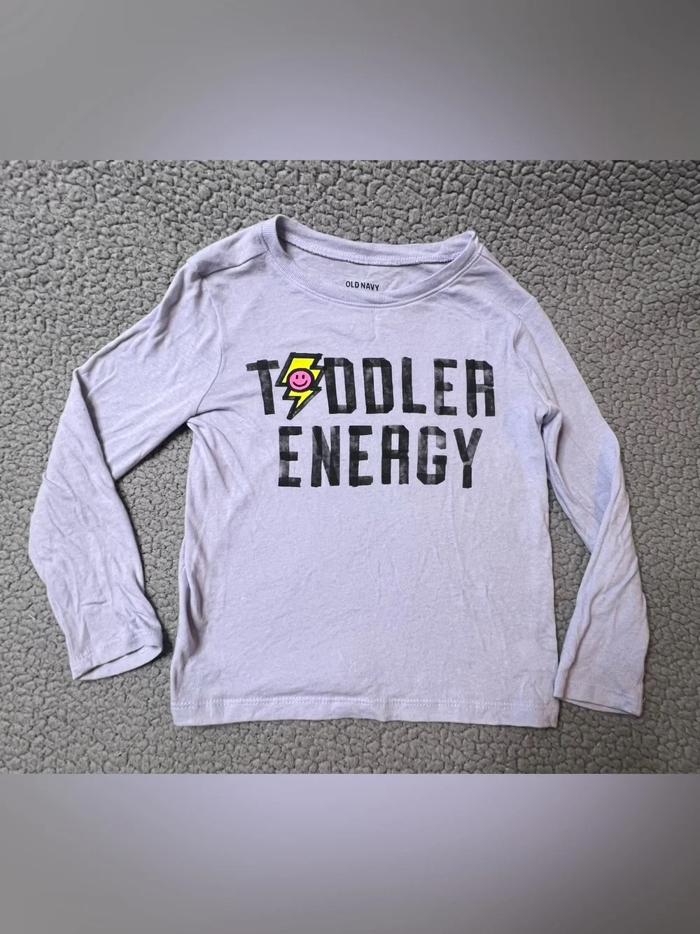Old Navy Toddler 5T Purple Long Sleeve Crew Neck Graphic Cotton Tee